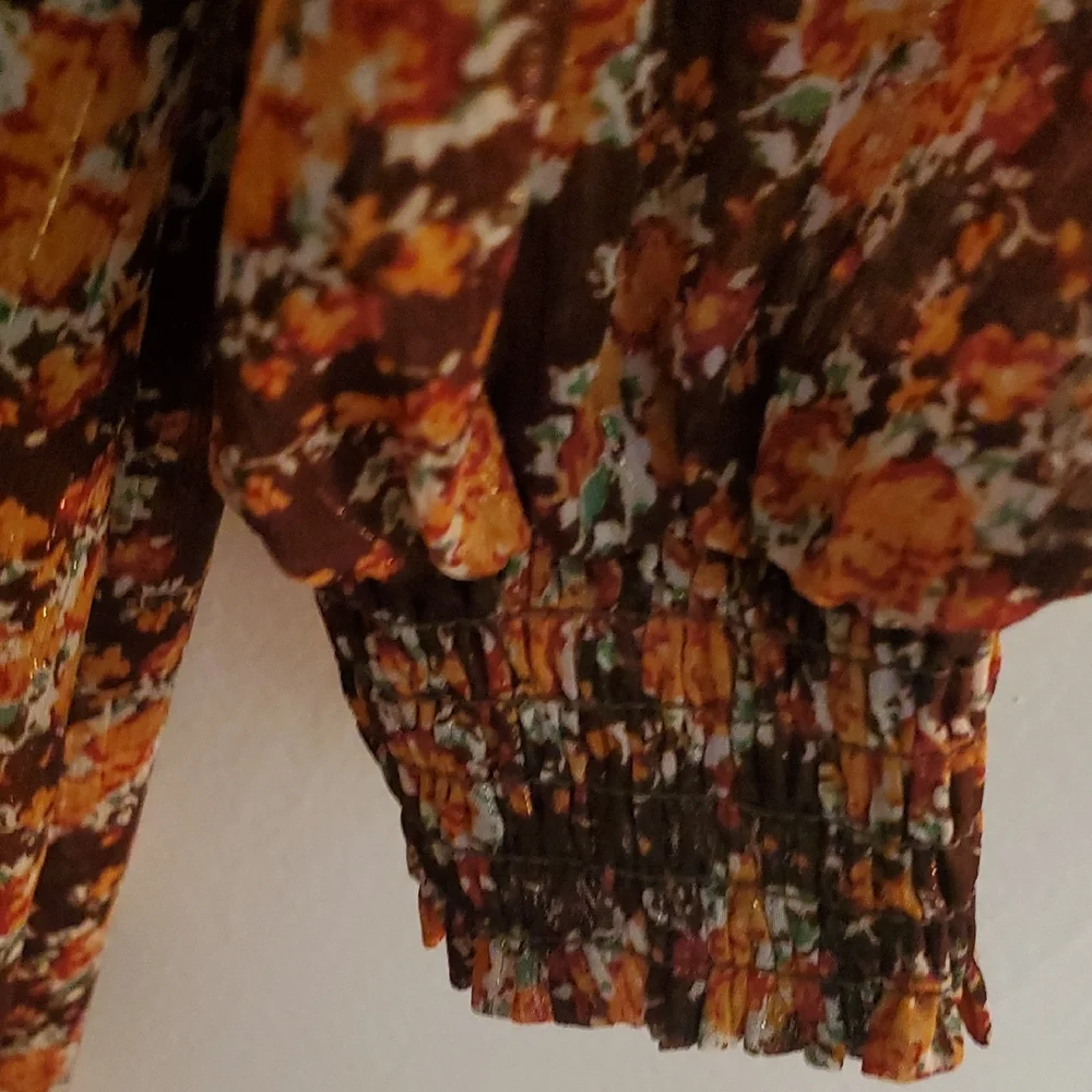 Charles Henry Brown Floral Long Sleeve Lined Dress - Picture 5 of 9
